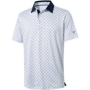 Striped Performance Golf Polo Shirt Men Short Sleeve